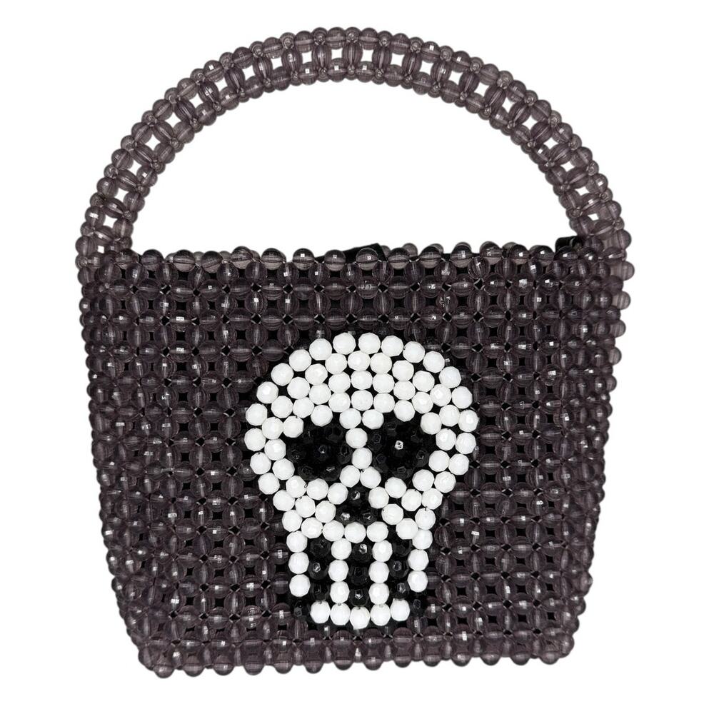 Bouffants And Broken Hearts Kendra Dandy Beaded Skull Purse Crossbody Top Handle - Picture 10 of 12